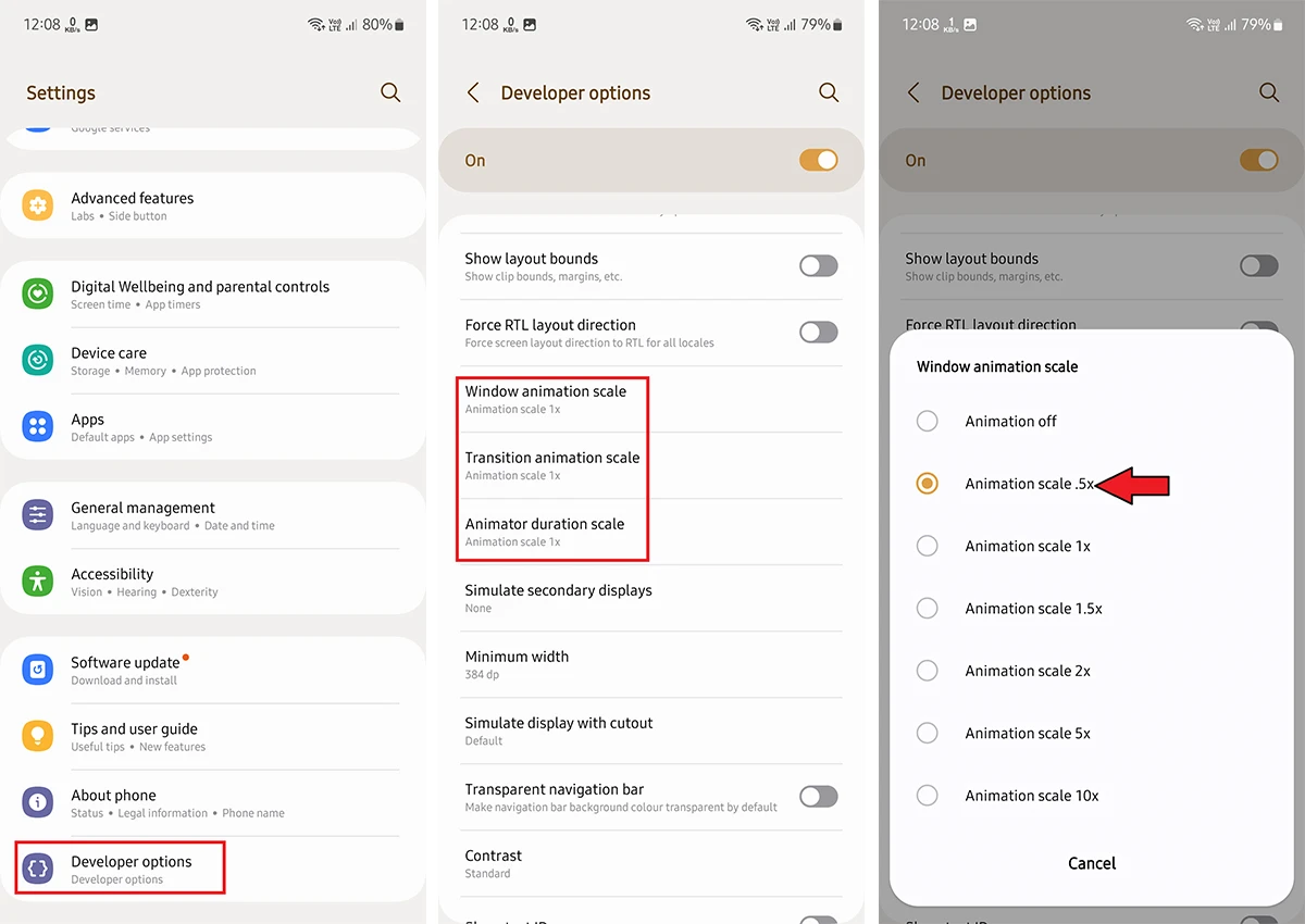 13 meilleurs conseils et astuces pour Samsung Galaxy A35 5G 9 Modifier la vitesse de l'animation sur le Galaxy A35 5G