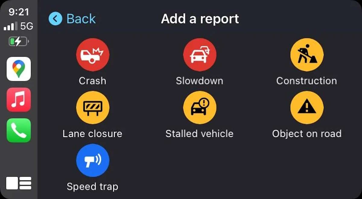 Google Maps: signaler des problèmes sur la route avec CarPlay, mais Android Auto est exclu 3 1721395369 593 Google Maps signaler des problemes sur la route sur CarPlay