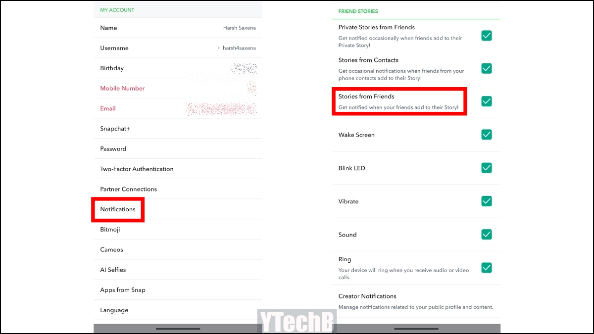 Activez la notification d'histoire