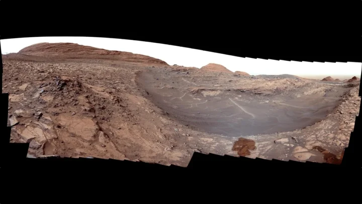 Image du site sur Mars où le rover de la NASA a découvert des cristaux jaunes de soufre