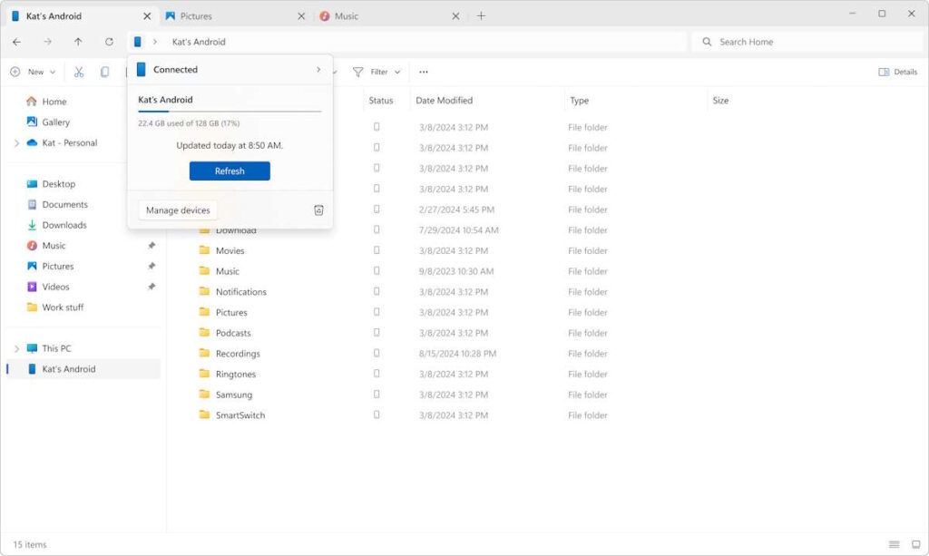 Microsoft parie sur Android et permet déjà d'accéder aux fichiers du smartphone sur Windows 11 4 Microsoft Android Windows 11 fichiers Insider