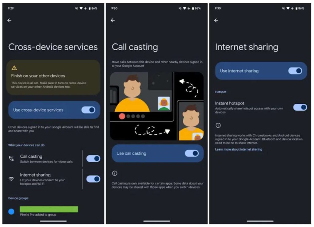 Google améliore Android et apporte les premières capacités de partage entre dispositifs 3 Android Google partage appels internet