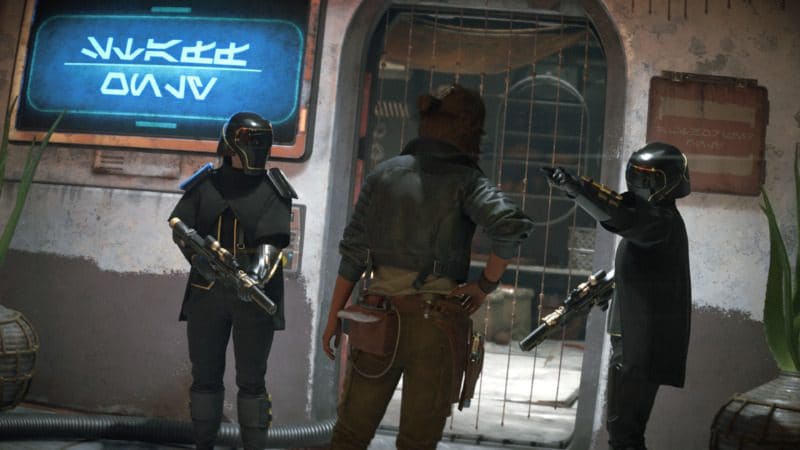 Star Wars Outlaws est le premier jeu vidéo en monde ouvert dans la galaxie de Star Wars : nous l'avons essayé 3 STAR WARS OUTLAWS | Si nous avons peu de réputation auprès d'un syndicat, il est impossible d'entrer librement dans leurs bases