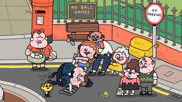 Ce nouveau jeu hilarant est un hommage à l'absurde comédie britannique 2 Une bagarre de rue éclate dans Thank Goodness You're Here.