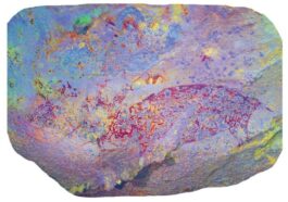 La peinture rupestre d'au moins 51 200 ans découverte sur l'île de Sulawesi. Crédit : Oktaviana et al., Nature, 2024