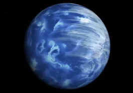 Illustration de l'exoplanète HD 189733 b, un endroit où il pleut du verre et où ça sent les œufs pourris.