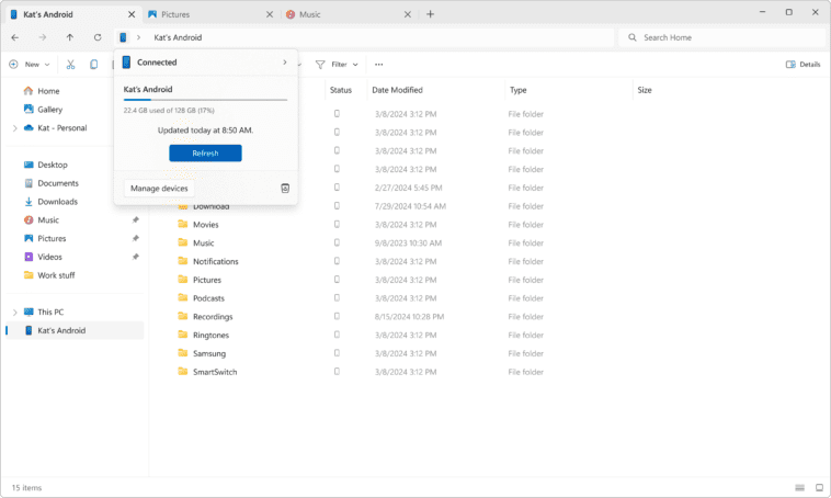 La dernière fonctionnalité de Windows 11 vous permet d'afficher le contenu de votre téléphone Android dans l'explorateur de fichiers 1 Windows 11