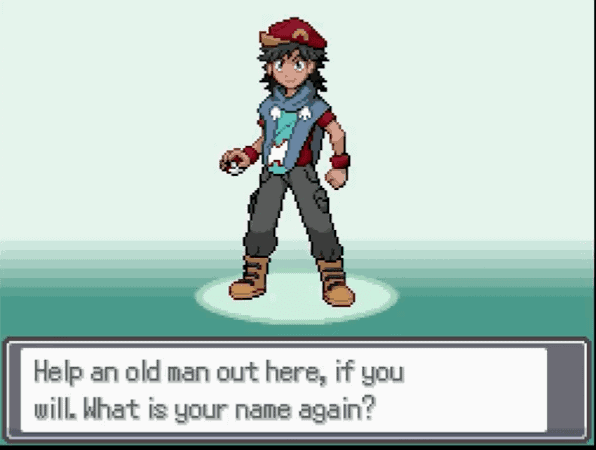 Les meilleurs jeux Pokémon créés par des fans 7 Un entraîneur Pokémon vous demandant votre nom.