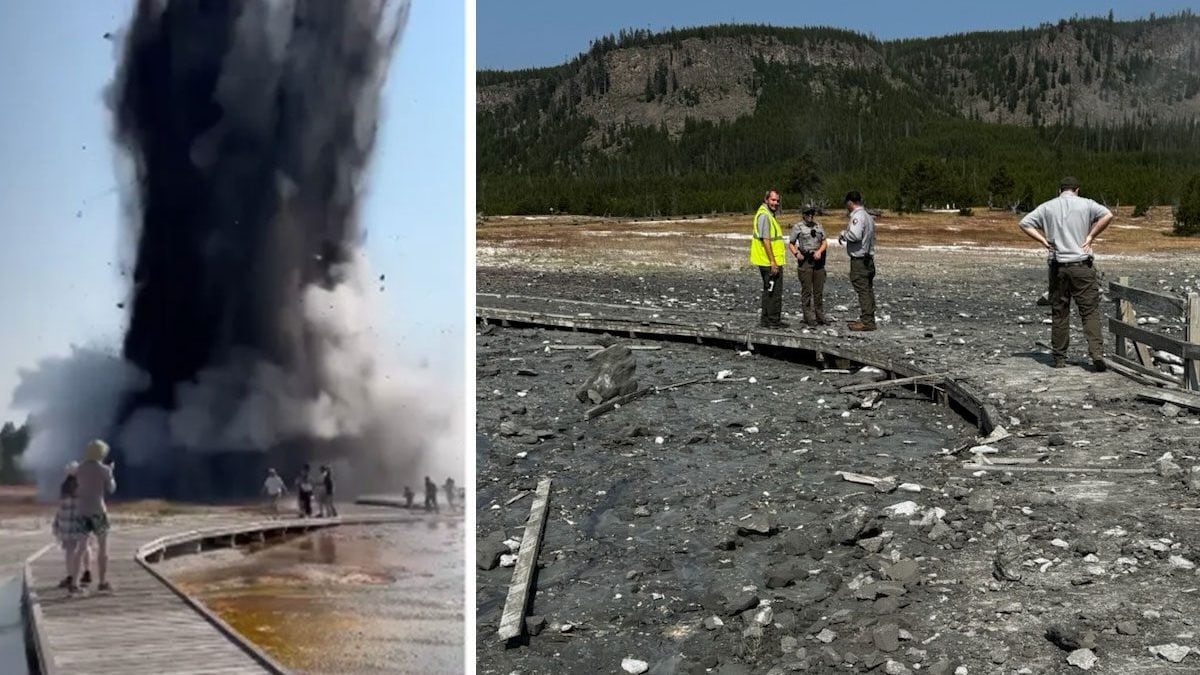Qu'est-ce qu'une explosion hydrothermale et quelle est la cause de l'événement éruptif soudain à Yellowstone 2 L'explosion hydrothermale à Biscuit Basin dans le Parc National de Yellowstone. Ce type d'événements représente le risque explosif le plus probable du volcan Yellowstone / Crédit : USGS