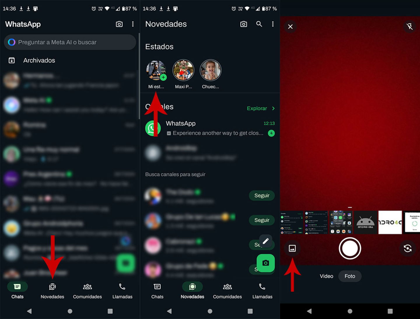 Comment publier deux photos en même temps dans les états de WhatsApp 3 Créer un statut WhatsApp