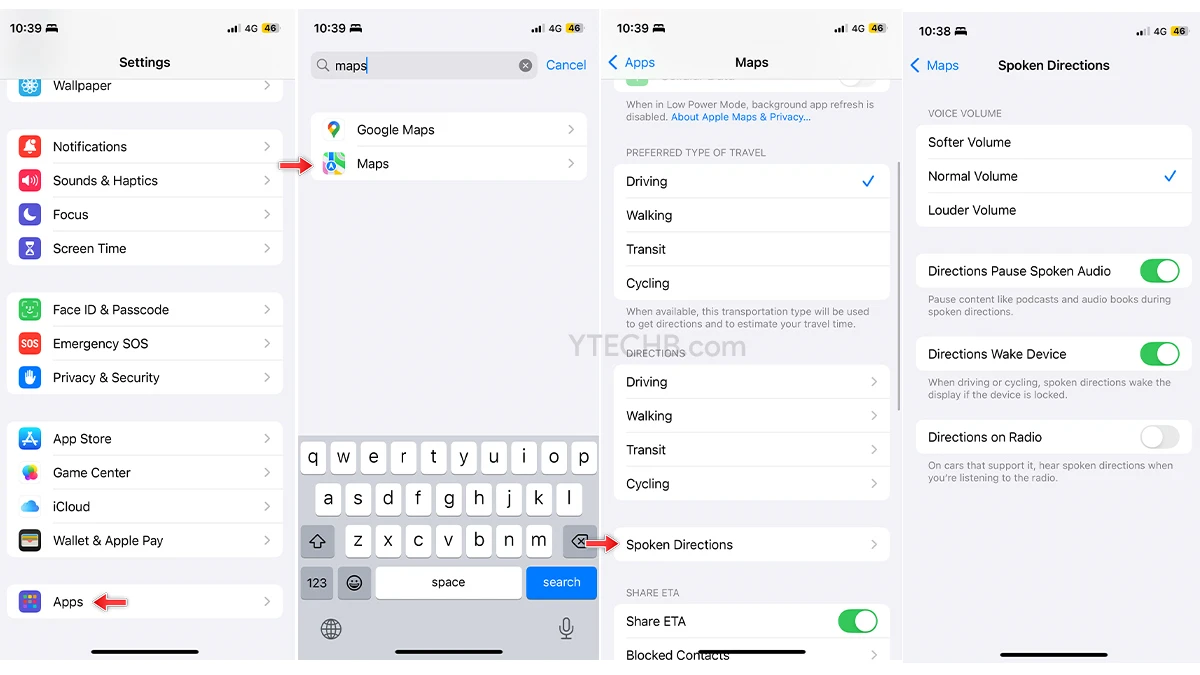 Comment changer les paramètres des directions parlées sur Apple Maps