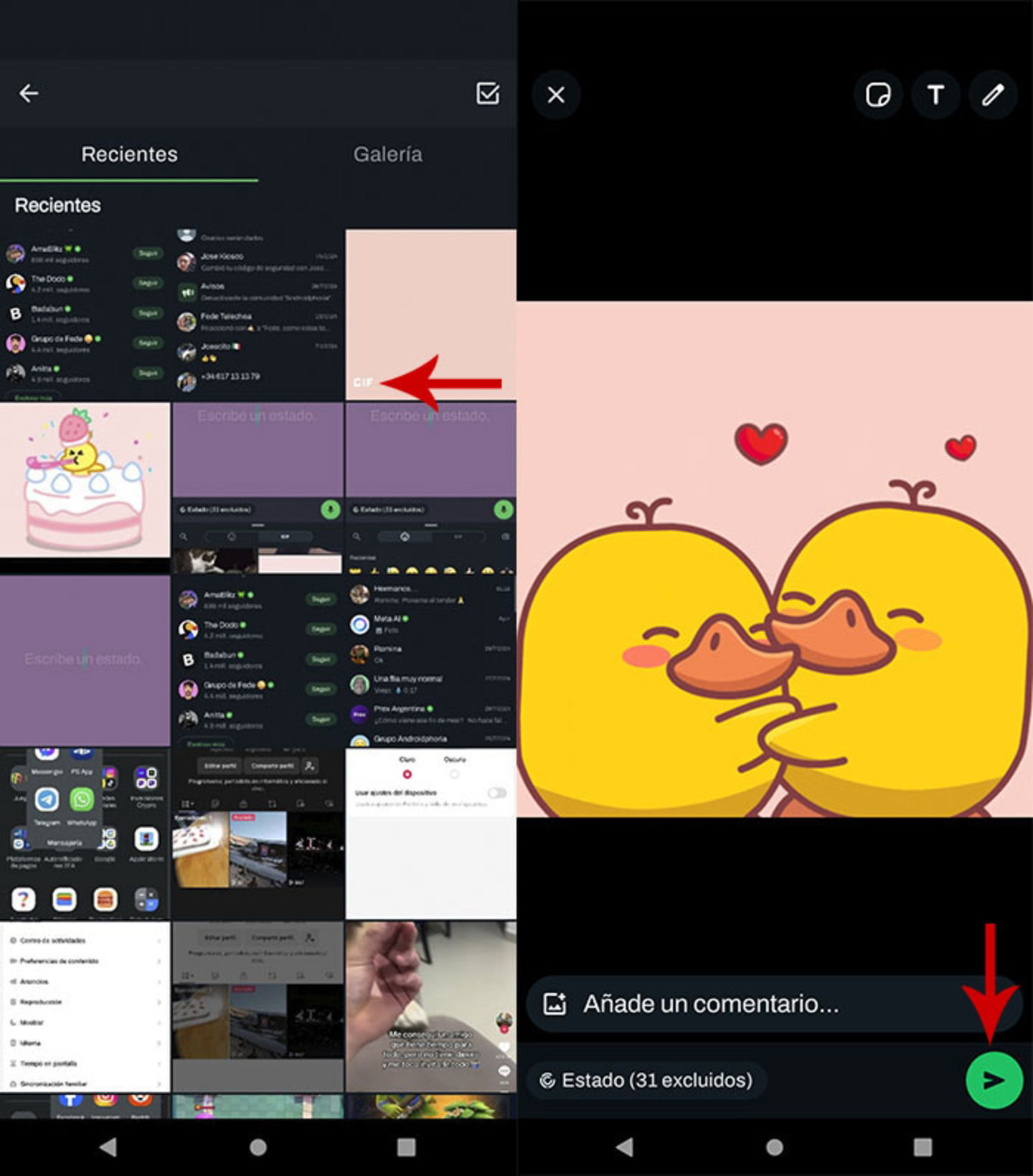 Comment mettre un GIF dans l'état de WhatsApp 6 Télécharger un GIF de la galerie du téléphone dans le statut de WhatsApp
