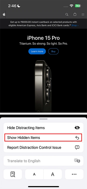 Comment cacher les éléments distrayants dans Safari