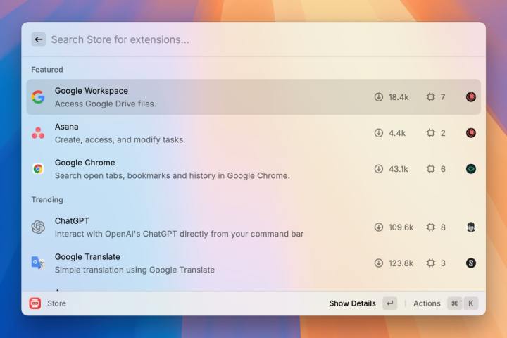 8 applications qui élargiront considérablement les capacités de votre Mac 4 L'application Raycast sur macOS Sequoia.