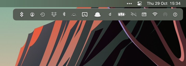 Meilleures applications Mac pour 2024 : meilleur logiciel pour votre Mac 5 L'application Bartender sur Mac montrant la fonctionnalité de menu extensible.
