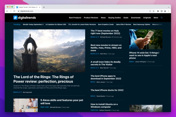 Meilleures applications Mac pour 2024 : meilleur logiciel pour votre Mac 16 L'application Google Chrome en cours d'exécution sur un Mac, montrant la page d'accueil de Digital Trends.