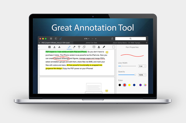 Meilleures applications Mac pour 2024 : meilleur logiciel pour votre Mac 23 PDF Expert en cours d'exécution sur un MacBook.