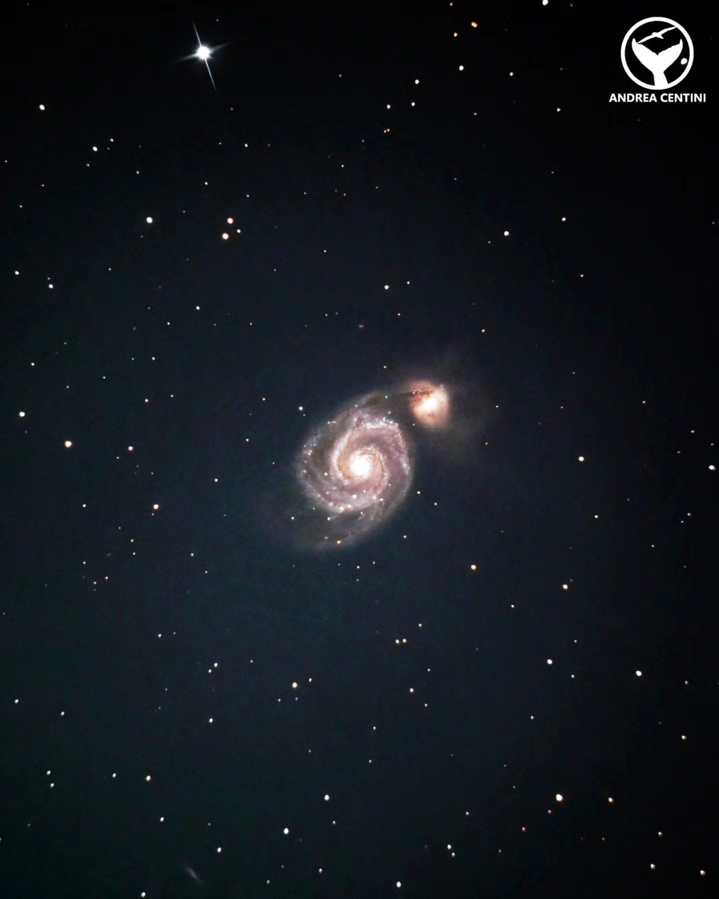 M51, objet composé des galaxies interagissantes Vortex et NGC5195