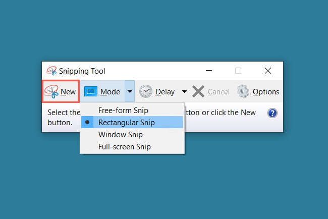 Comment convertir Word en PDF ou JPEG 10 Capture rectangulaire et nouvelle instance dans l'outil de capture d'écran de Windows.