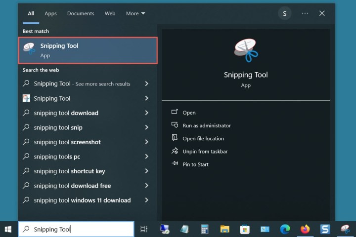 Comment convertir Word en PDF ou JPEG 9 Outil Capture d'écran de Windows dans les résultats de recherche.