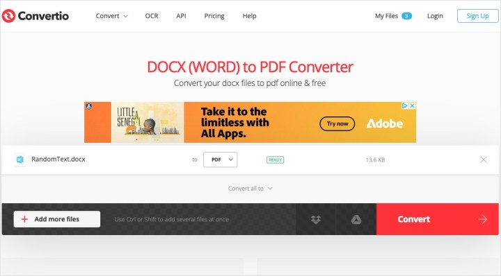 Comment convertir Word en PDF ou JPEG 18 Convertir sur la page Convertio Doc to PDF.