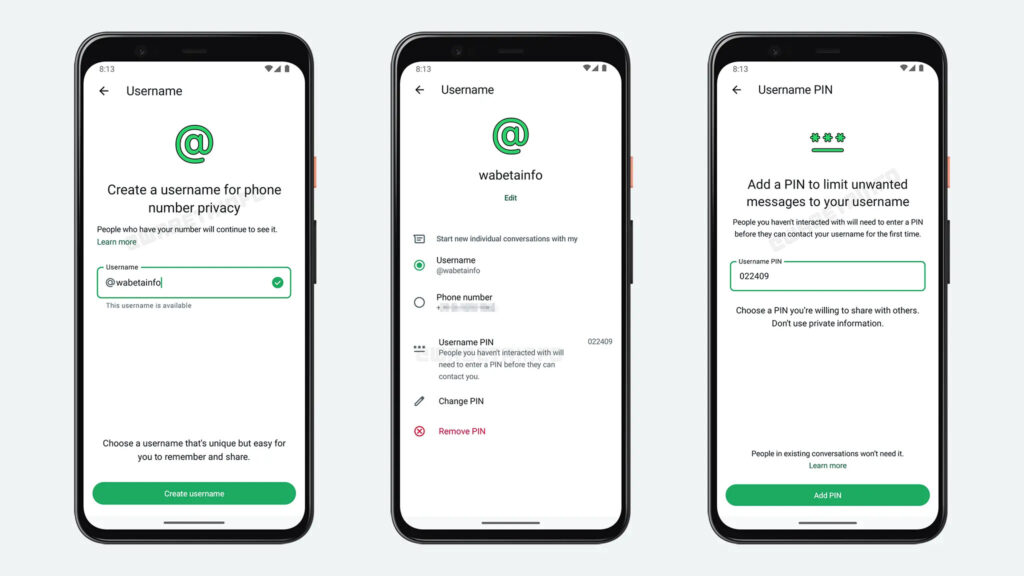 WhatsApp plus proche d'utiliser un nom d'utilisateur et apporte un code PIN pour augmenter la confidentialité 3 WhatsApp nom utilisateur pin confidentialité