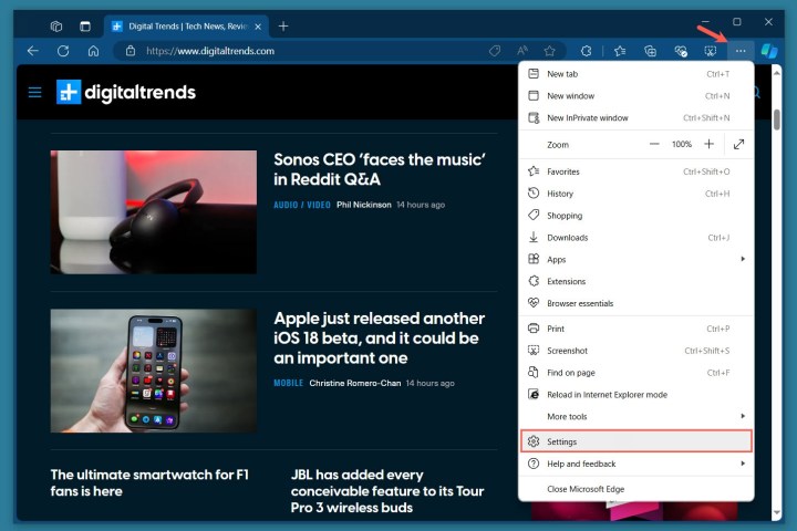 Qu'est-ce que Microsoft Edge et comment l'utiliser 4 Paramètres dans le menu Edge.