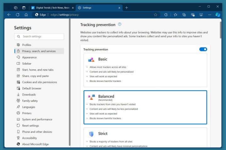 Qu'est-ce que Microsoft Edge et comment l'utiliser 6 Prévention du suivi dans les paramètres Edge.