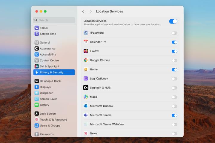 Je n'utiliserais jamais un Mac sans d'abord changer ces 8 paramètres 7 L'application Réglages Système dans macOS Sonoma, affichant les options des Services de localisation.