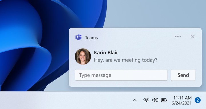 Sous Windows 11, vous pourrez répondre aux notifications inline de Teams.