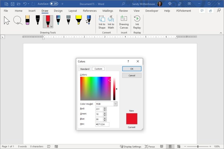Comment dessiner dans Microsoft Word 11 Couleurs personnalisées pour les outils de dessin.