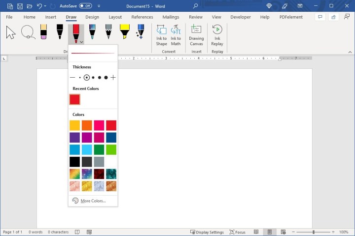 Comment dessiner dans Microsoft Word 10 Couleurs pour les outils de dessin.