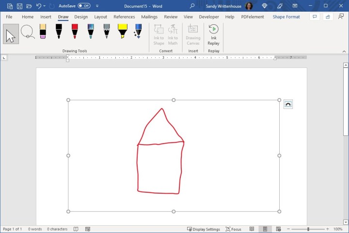 Comment dessiner dans Microsoft Word 13 Flèche à gauche pour déplacer ou redimensionner le dessin.