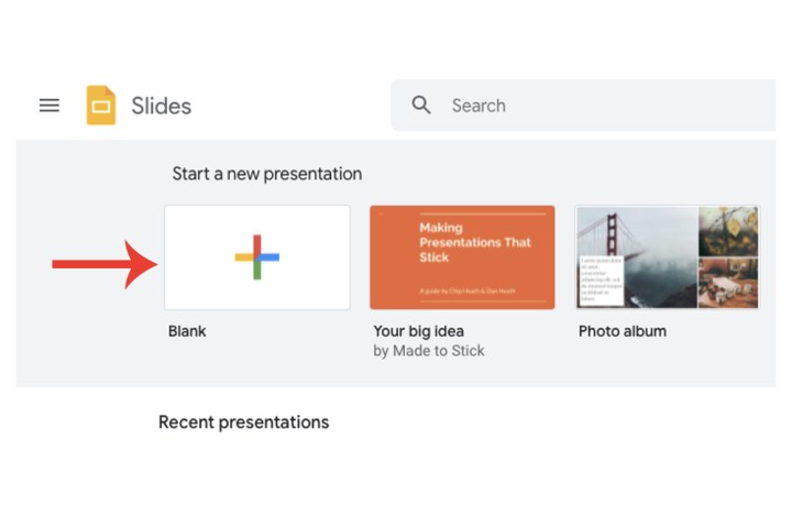 Comment convertir un PowerPoint en Google Slides 3 L'interface pour démarrer une nouvelle présentation dans Google Slides.