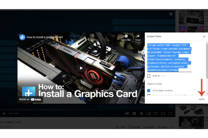 Comment intégrer une vidéo dans PowerPoint 5 Copier le code d’intégration pour une vidéo YouTube.