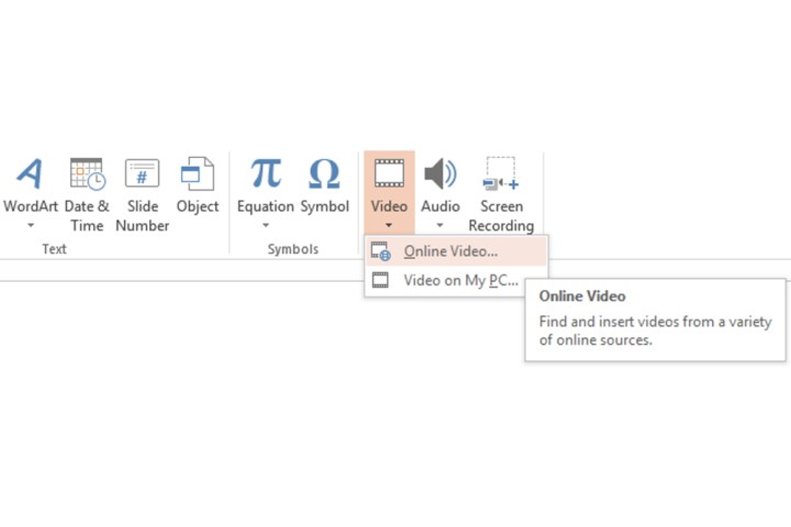 Comment intégrer une vidéo dans PowerPoint 4 Le bouton Vidéo en ligne dans Microsoft PowerPoint.