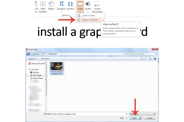Comment intégrer une vidéo dans PowerPoint 9 Le bouton Vidéo sur mon PC dans Microsoft PowerPoint.
