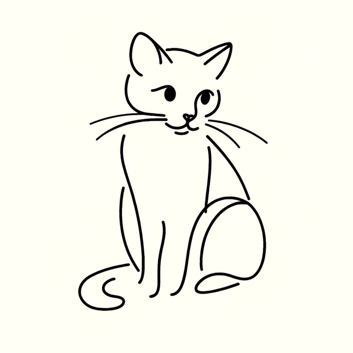 ChatGPT peut désormais générer des images gratuitement en utilisant Dall-E 3 Un simple dessin en ligne d'un chat produit par Dall-E