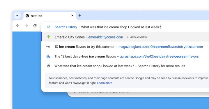 Chrome a sa propre version de la fonction Recall mal vue de Windows 2 L'IA de l'historique de recherche affichée sur Google Chrome.