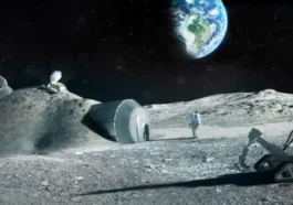 Illustration d'un entrepôt sur la Lune pour des tissus d'animaux en voie d'extinction
