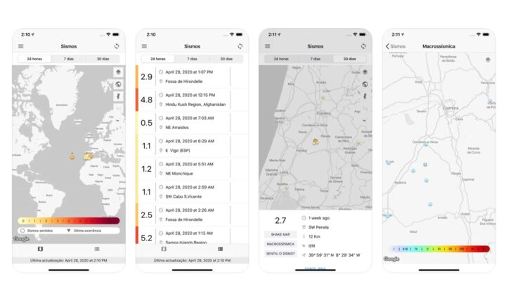 L'IPMA a une application gratuite pour Android et iPhone sur les séismes 3 L'IPMA a une application gratuite pour Android et iPhone sur les séismes