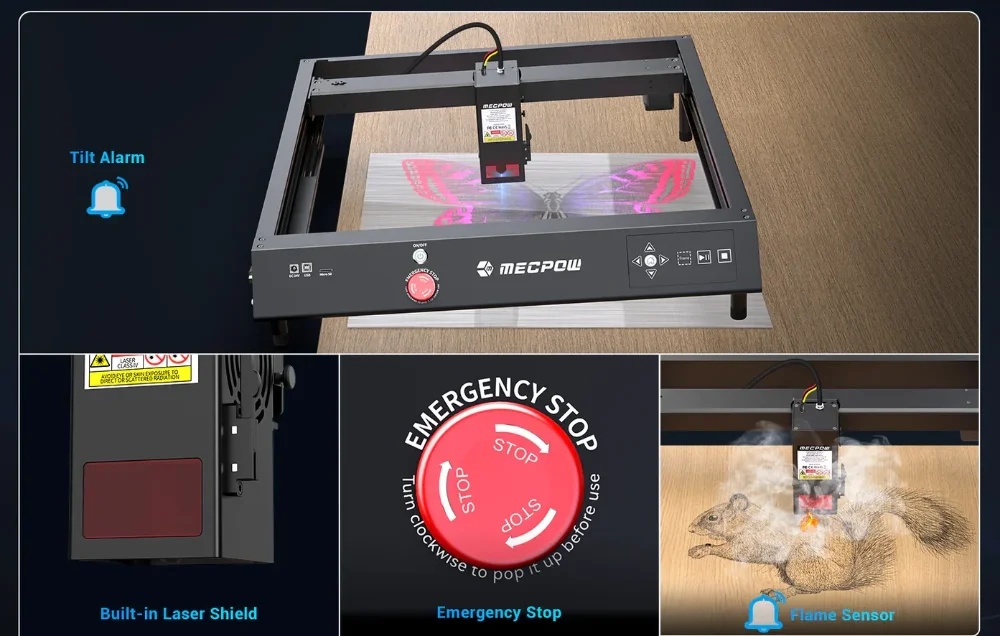 Les Nouveaux Outils Mecpow : Soudure, Presse à Chaud et Gravure Laser de haute performance 21 Mecpow X4 22w Powerful Laser Engraver Details Protection