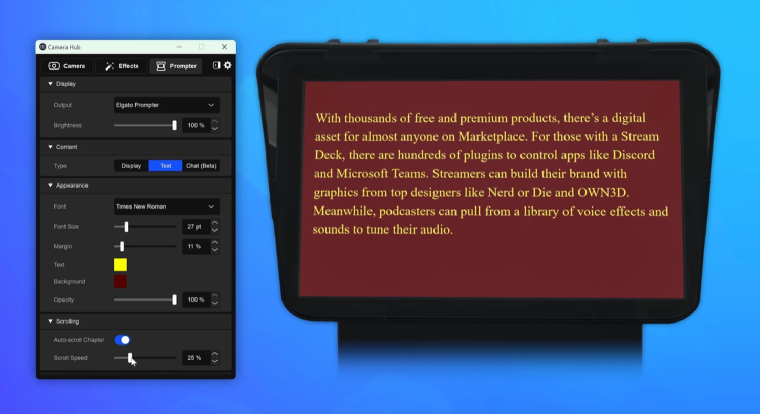 Nous avons testé le prompteur d'Elgato : le secret le mieux gardé des créateurs de contenu 12 Texte camerahub