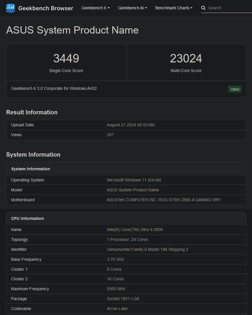 Processeur Intel Core Ultra 9 285K avec une vitesse de fréquence de 5,7 GHz 2 Processeur Intel Core Ultra 9 285K quotLac de la Flechequot