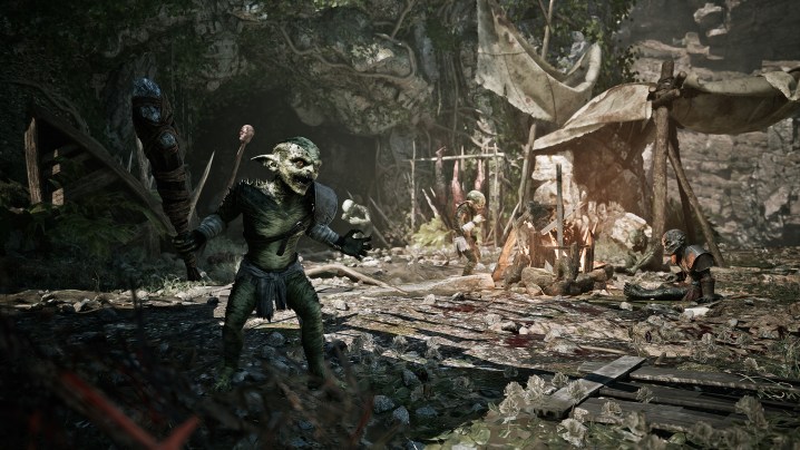 Tout ce qui a été annoncé lors du THQ Nordic Showcase 2024 3 Des orcs se tiennent près d'un feu dans Gothic 1 Remake.