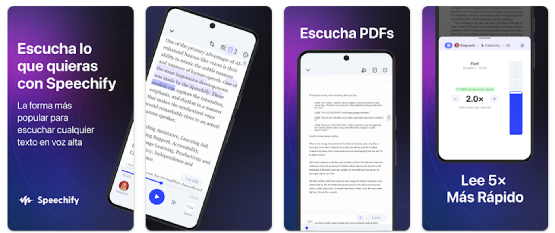 Speechify vous permet d'écouter des documents PDF à n'importe quelle vitesse