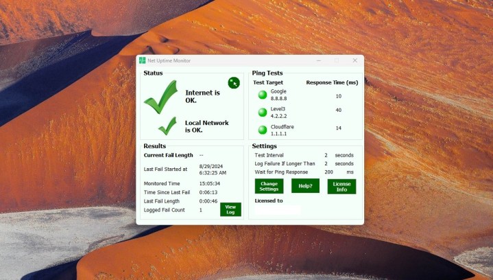 Comment j'ai prouvé à mon FAI que ma connexion internet était mauvaise 4 Une capture d'écran de Net Uptime Monitor.