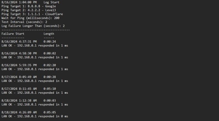 Comment j'ai prouvé à mon FAI que ma connexion internet était mauvaise 6 Un journal de Net Uptime Monitor.