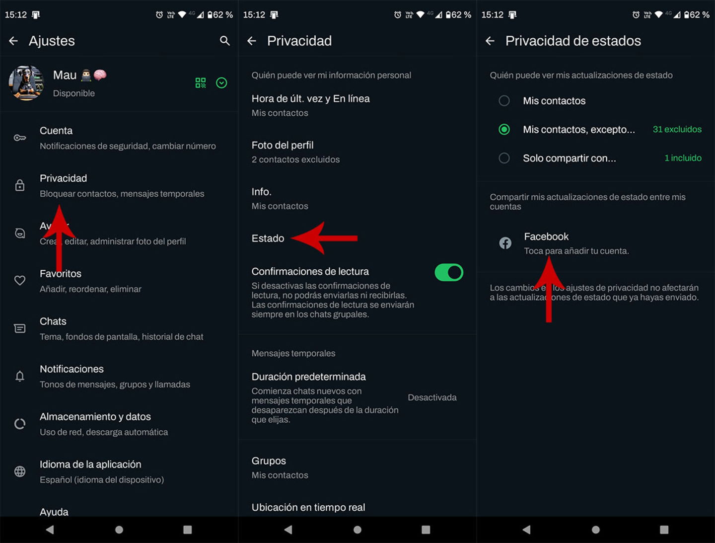 Comment partager les Statuts WhatsApp dans d'autres applications 5 Ajouter un compte Facebook à WhatsApp