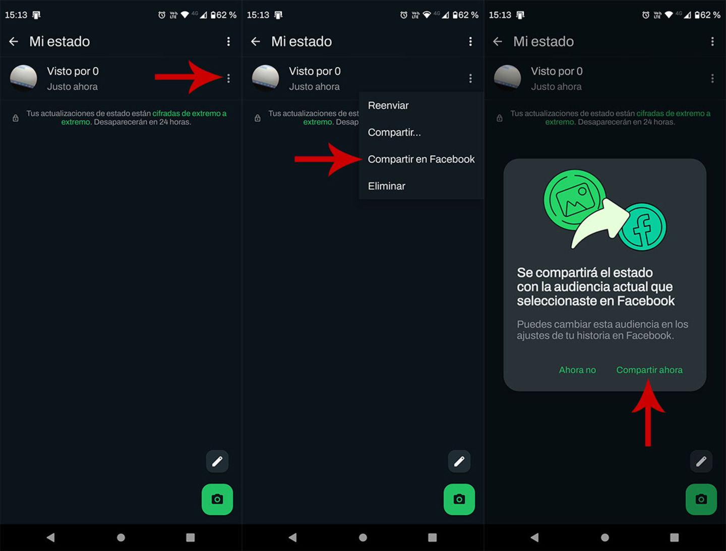 Comment partager les Statuts WhatsApp dans d'autres applications 7 Partager un État WhatsApp dans une Histoire Facebook